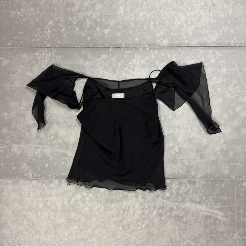 Wallis czarna bluzka z falbankami top y2k (S/M)