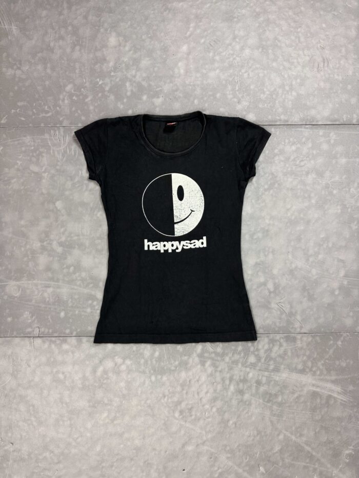 HappySad T-shirt damska koszulka z dużym nadrukiem washed (M/L)