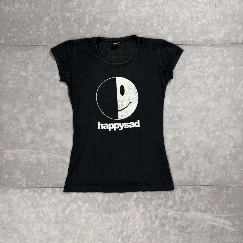 HappySad T-shirt damska koszulka z dużym nadrukiem washed (M/L)