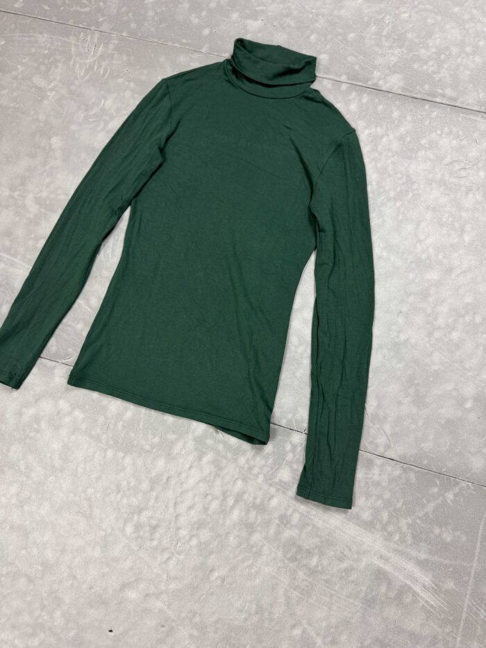 Zielony ciemno-zielony cienki golf longsleeve (S) - obrazek 2