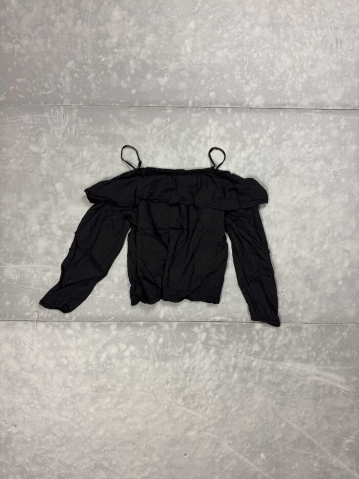 H&M czarna bluzka cropped top na ramiączkach (XS/S)