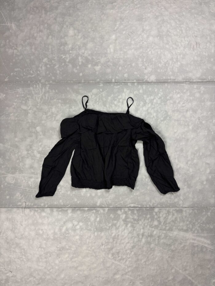 H&M czarna bluzka cropped top na ramiączkach (XS/S) - obrazek 4