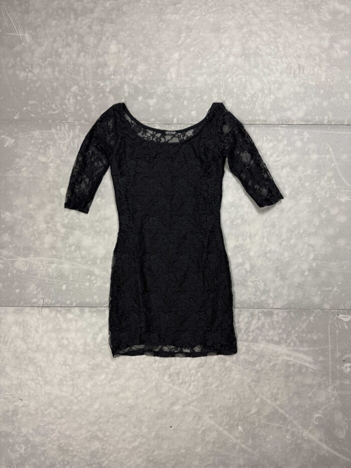 Czarna elegancka sukienka koronkowa coquette y2k 90s (S/M)