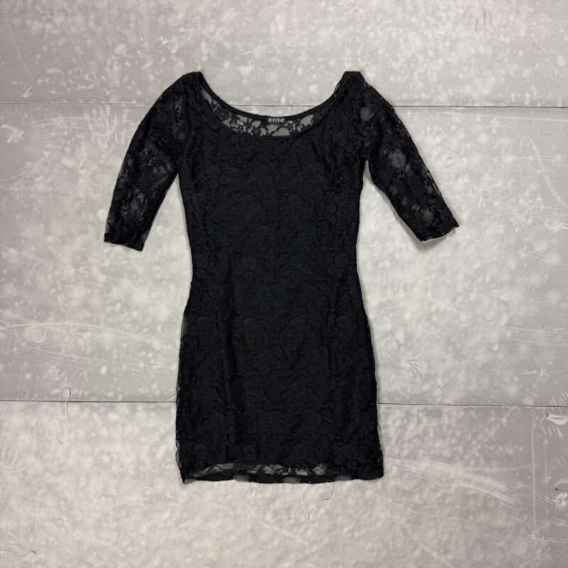 Czarna elegancka sukienka koronkowa coquette y2k 90s (S/M)