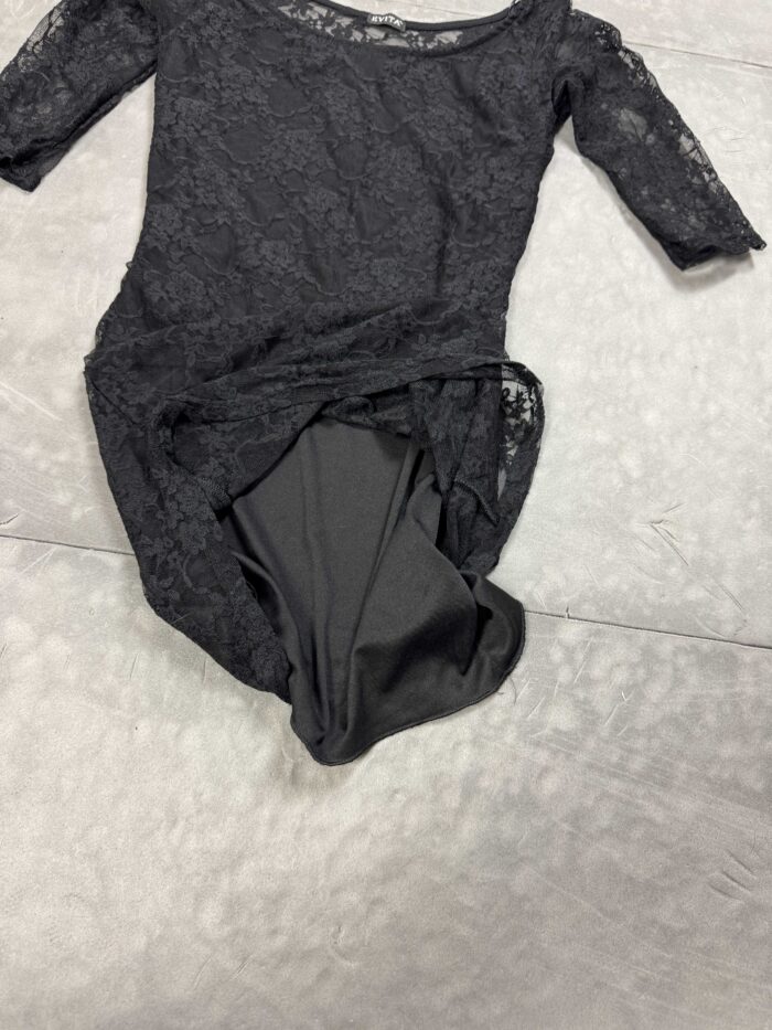 Czarna elegancka sukienka koronkowa coquette y2k 90s (S/M) - obrazek 5
