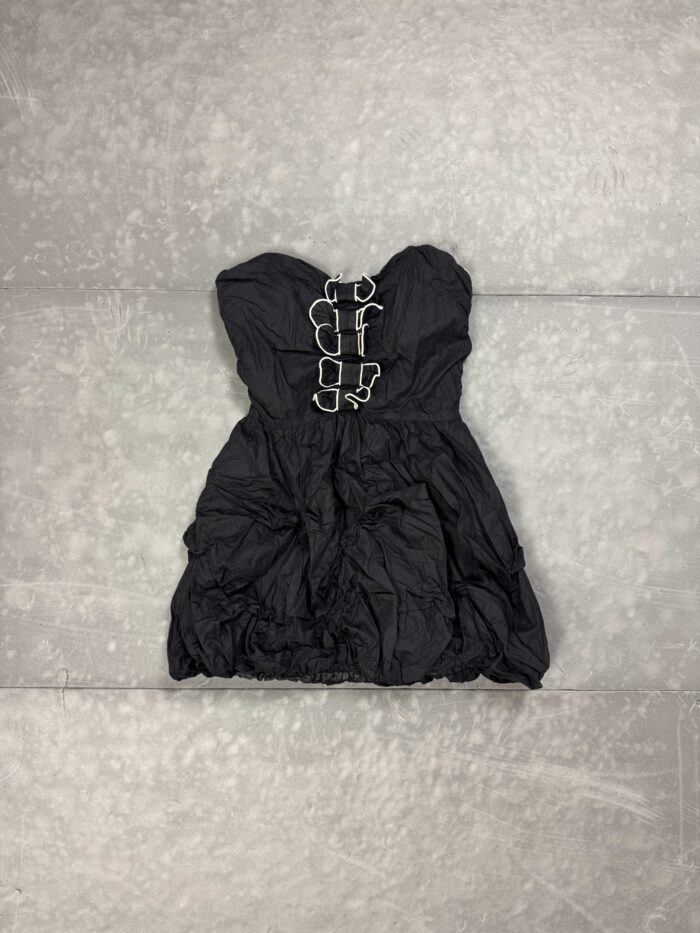 AX Paris sukienka bufiasta czarna z kokardkami coquette y2k (S)