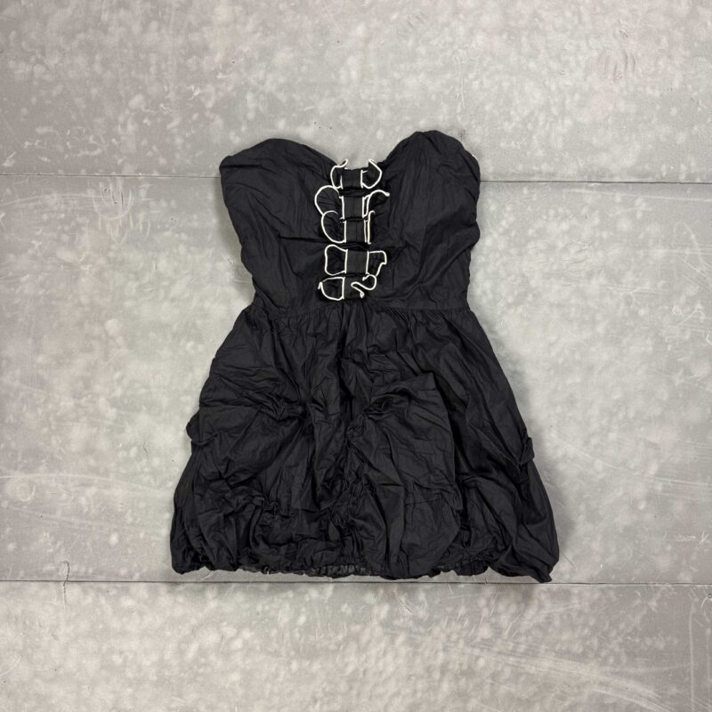 AX Paris sukienka bufiasta czarna z kokardkami coquette y2k (S)