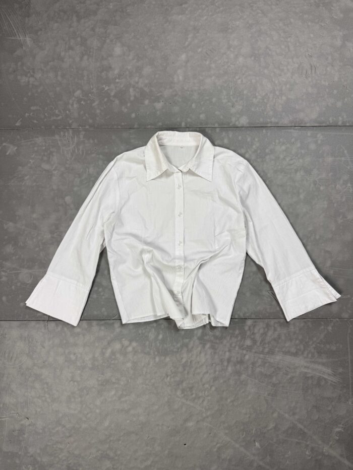 Vintage biała koszula z szerokimi rękawami retro 90s (S/M)