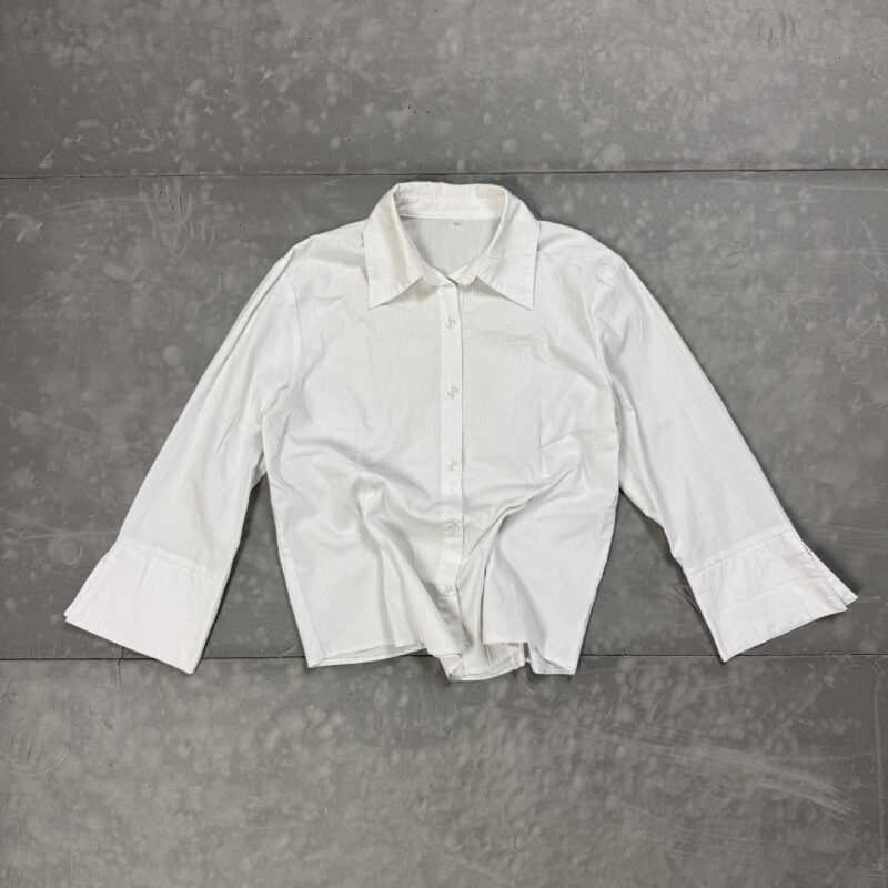 Vintage biała koszula z szerokimi rękawami retro 90s (S/M)