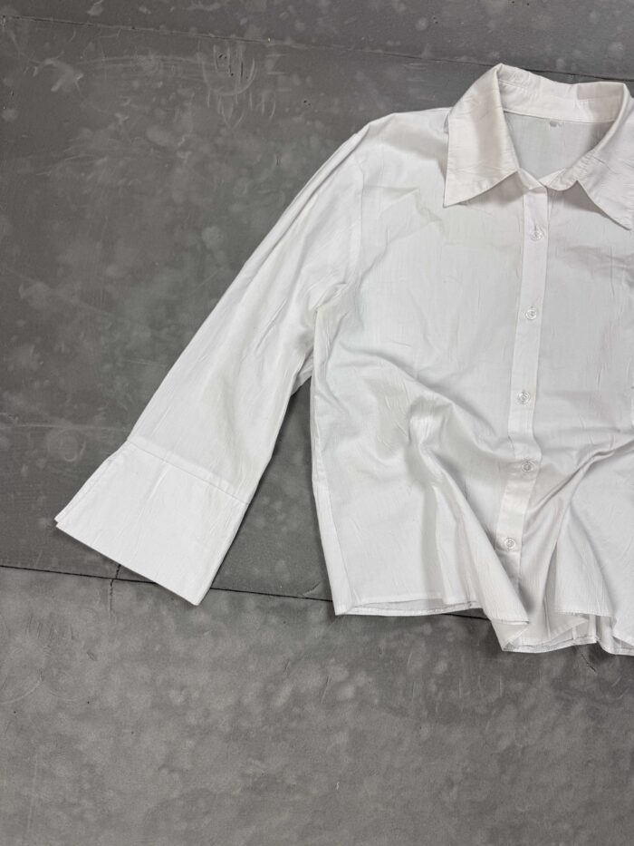 Vintage biała koszula z szerokimi rękawami retro 90s (S/M) - obrazek 3