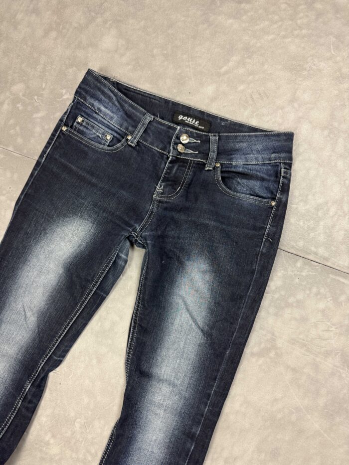 Vintage Gouse washed faded skinny denim spodnie jeansowe y2k (XS/S) - obrazek 3