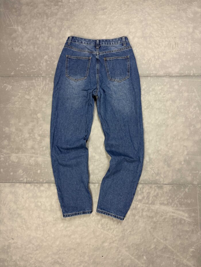 Spodnie jeansowe z retro nadrukami baggy y2k denim (S) - obrazek 2