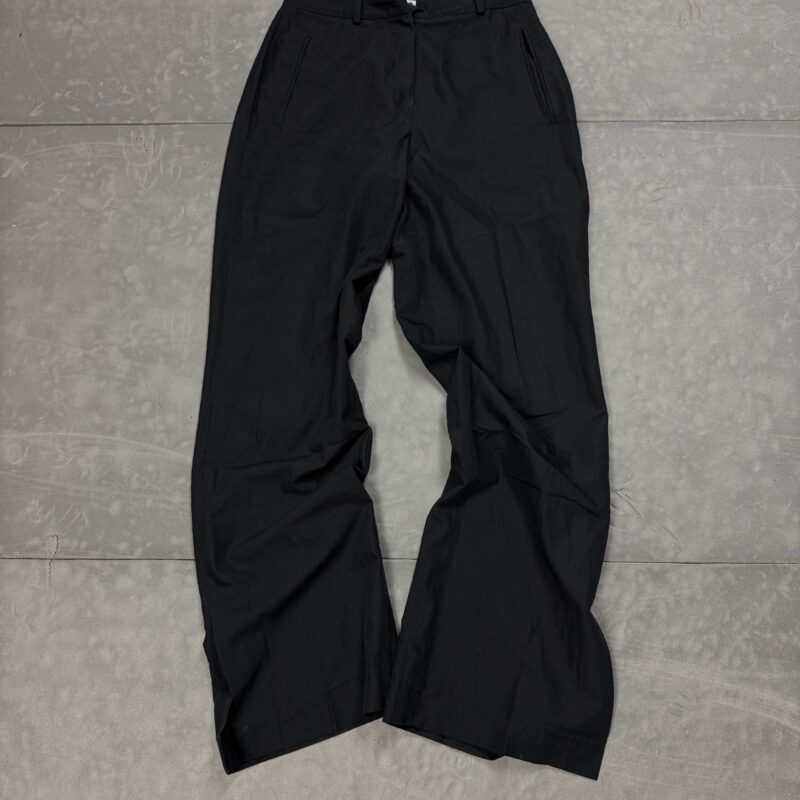 Czarne damskie materiałowe spodnie loose fit y2k oversize (S/M)
