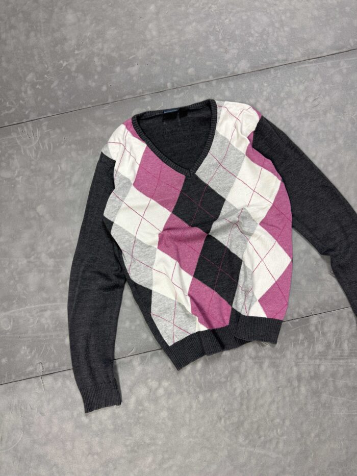 Vintage sweter w romby retro coquette 90s (S) - obrazek 3