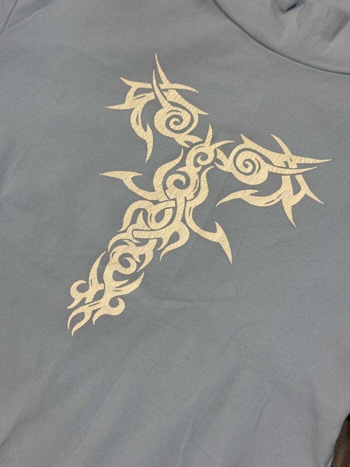 T-shirt tribal print y2k streetwear koszulka (XS/S) - obrazek 4
