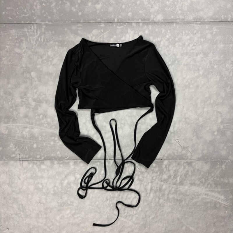 BooHoo bluzka top cropped uniwersalny wiązany (S)