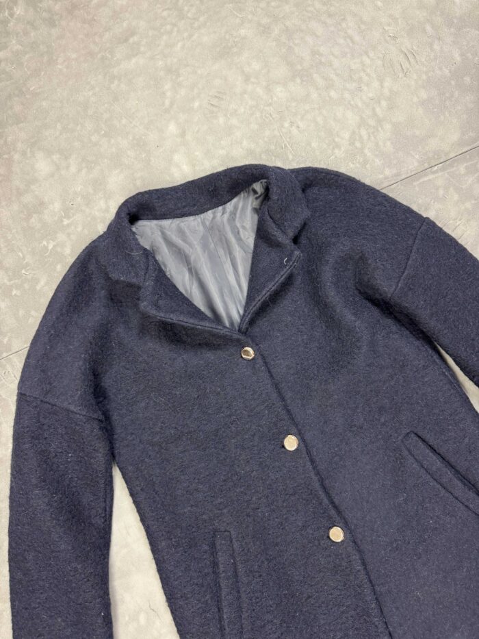 Vintage damski płaszcz granatowy wełniany 70% Lana 90s (S/M) - obrazek 3
