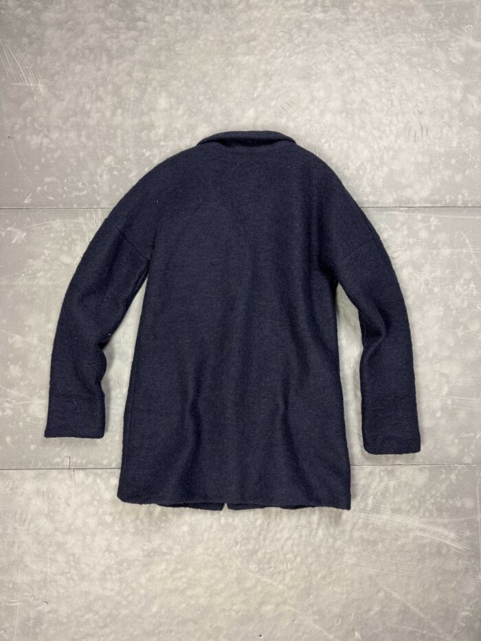 Vintage damski płaszcz granatowy wełniany 70% Lana 90s (S/M) - obrazek 2