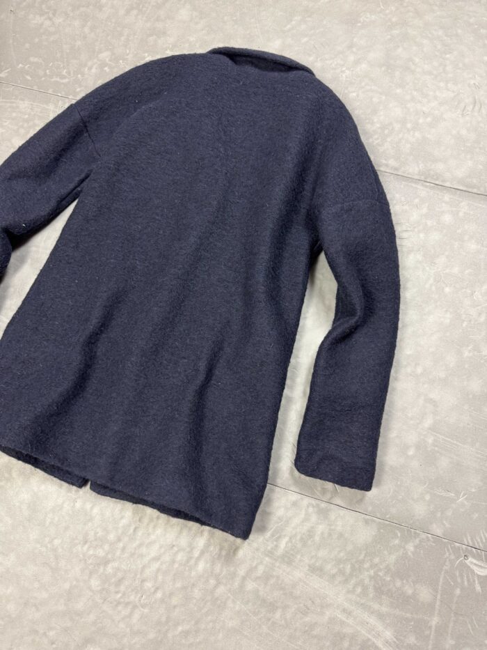 Vintage damski płaszcz granatowy wełniany 70% Lana 90s (S/M) - obrazek 4
