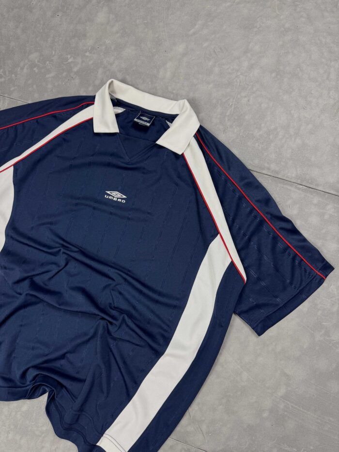 Vintage Umbro oversize jersey polo T-shirt koszulka sportowa (XL) - obrazek 3