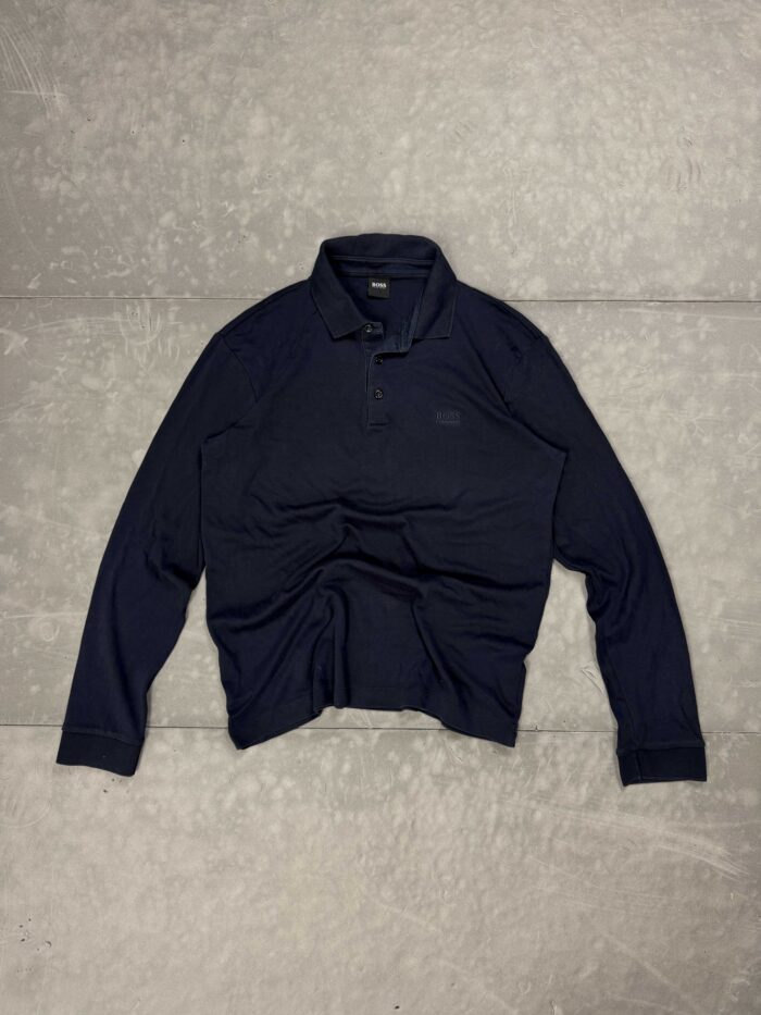Hugo Boss navy polo longsleeve T-shirt sweterek (M)