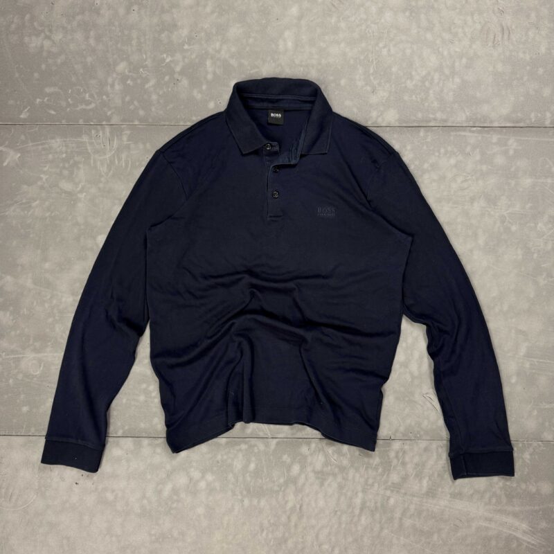 Hugo Boss navy polo longsleeve T-shirt sweterek (M)