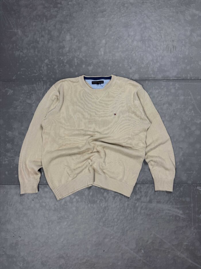 Tommy Hilfiger beżowy gruby sweter knit retro 90s (L/XL)