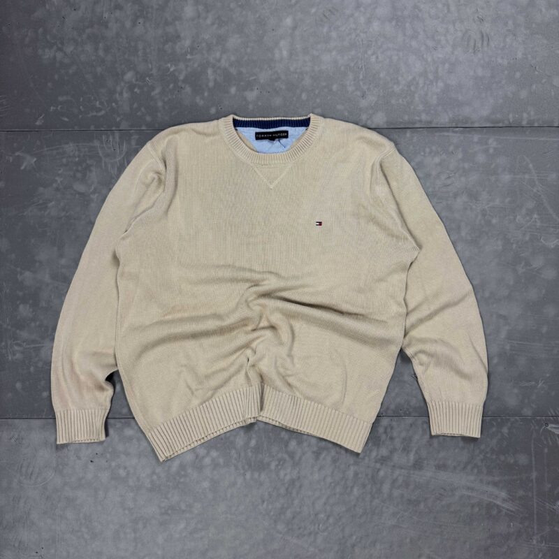 Tommy Hilfiger beżowy gruby sweter knit retro 90s (L/XL)