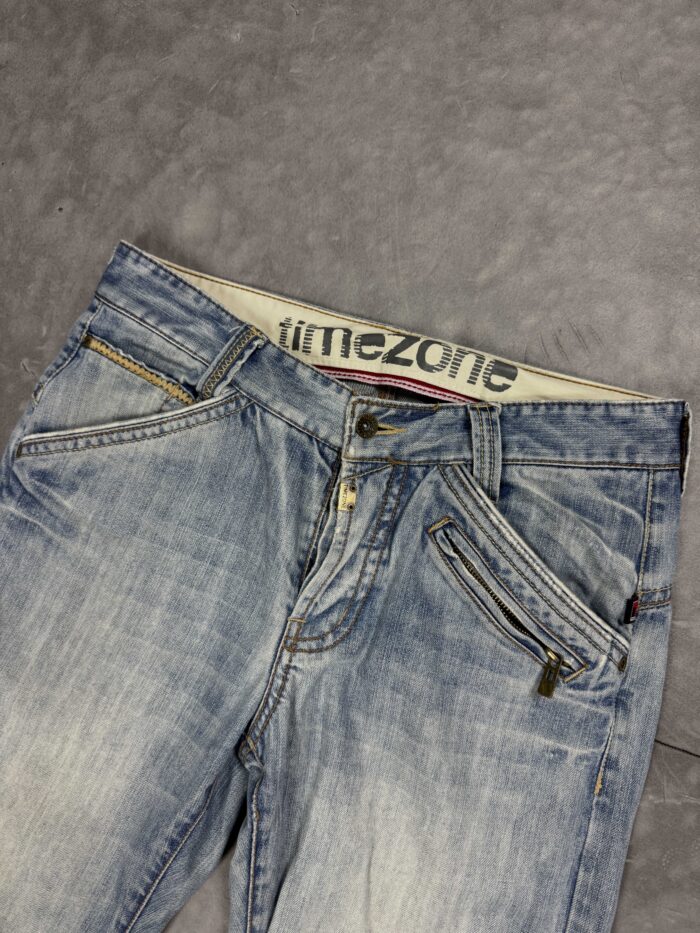 Vintage distressed denim Timezone spodnie jeansowe retro y2k (M/L) - obrazek 4