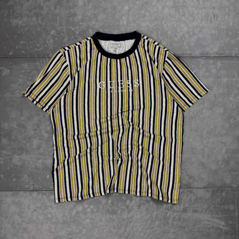 Guess Los Angeles striped T-shirt koszulka z haftem (L)