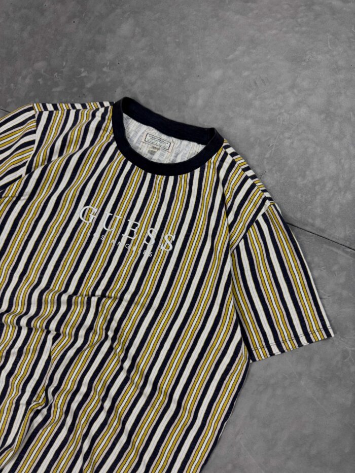 Guess Los Angeles striped T-shirt koszulka z haftem (L) - obrazek 3