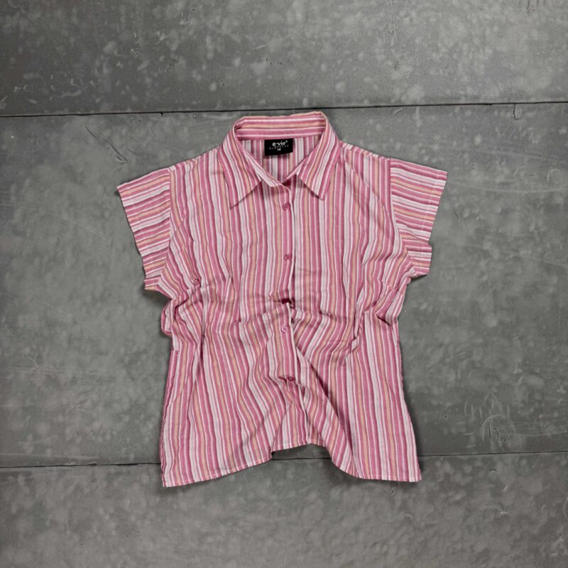 Vintage y2k różowa koszula w paski kamizelka (S/M)