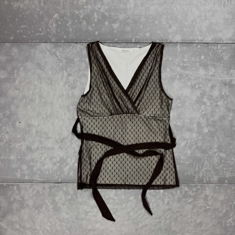 George Brown damska brązowa bluzka na ramiączkach y2k (M/L)