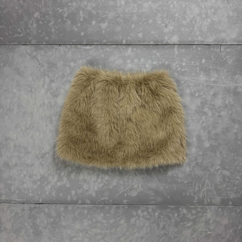 Brązowa mini spódniczka Musera miś z imitacja futra y2k