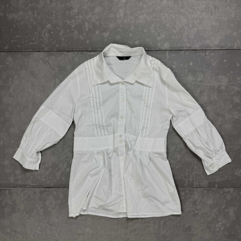 Biała koszula bluzka z zakładkami damska (M/L)