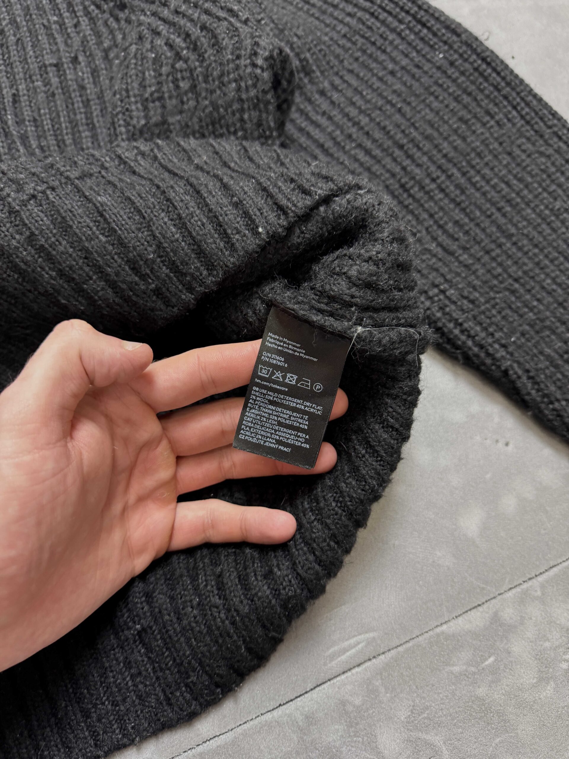 H&M czarny sweter z golfem halfzip retro (S) - obrazek 4