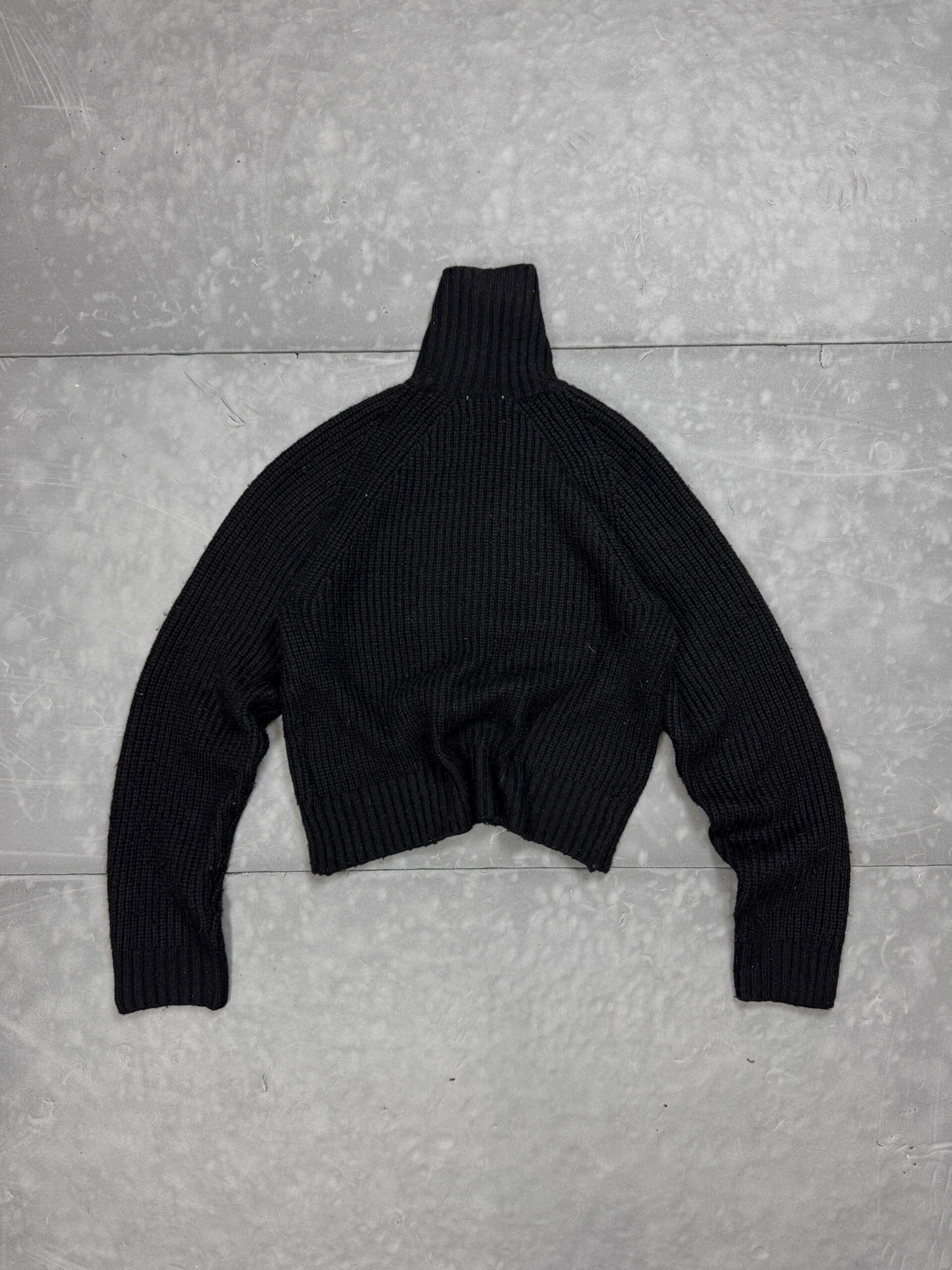 H&M czarny sweter z golfem halfzip retro (S) - obrazek 2