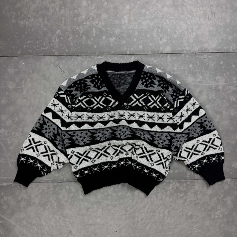 Vintage boxy zimowy ciepły sweter 90s (M)