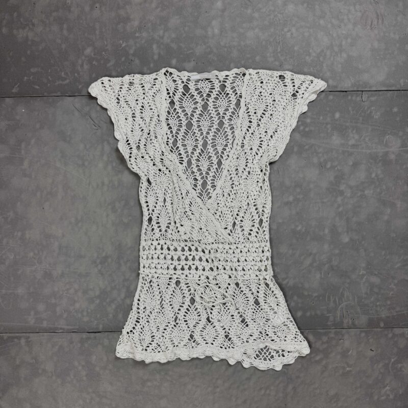 Biała szydełkowa damska bluzka narzutka y2k (M)