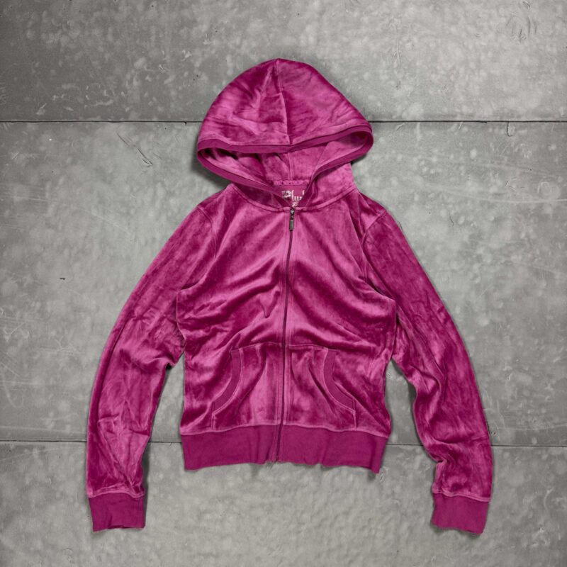 Różowa damska zapinana bluza z kapturem y2k zip hoodie (M)