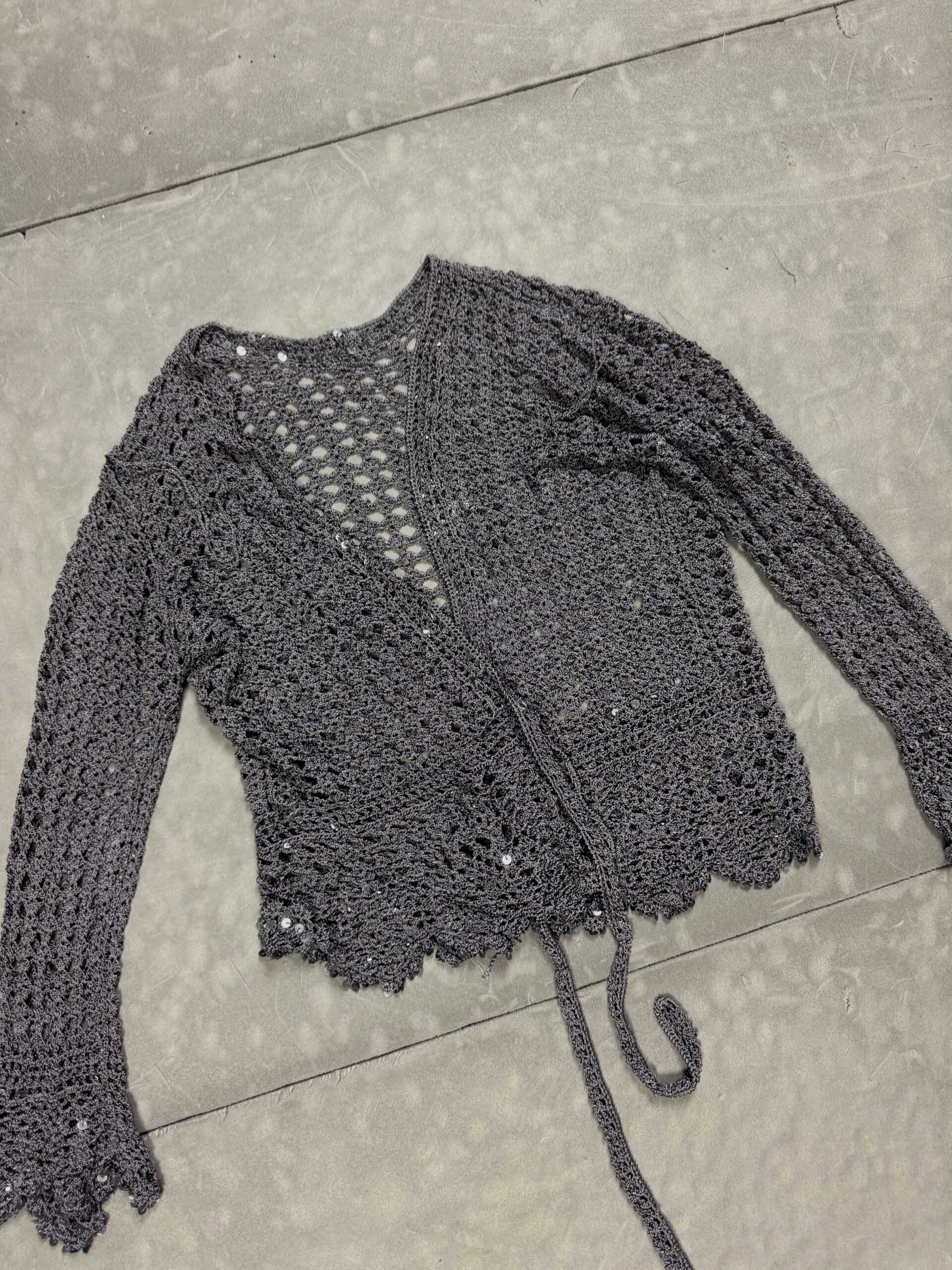 Vintage sweter kardigan narzutka y2k (S) - obrazek 2