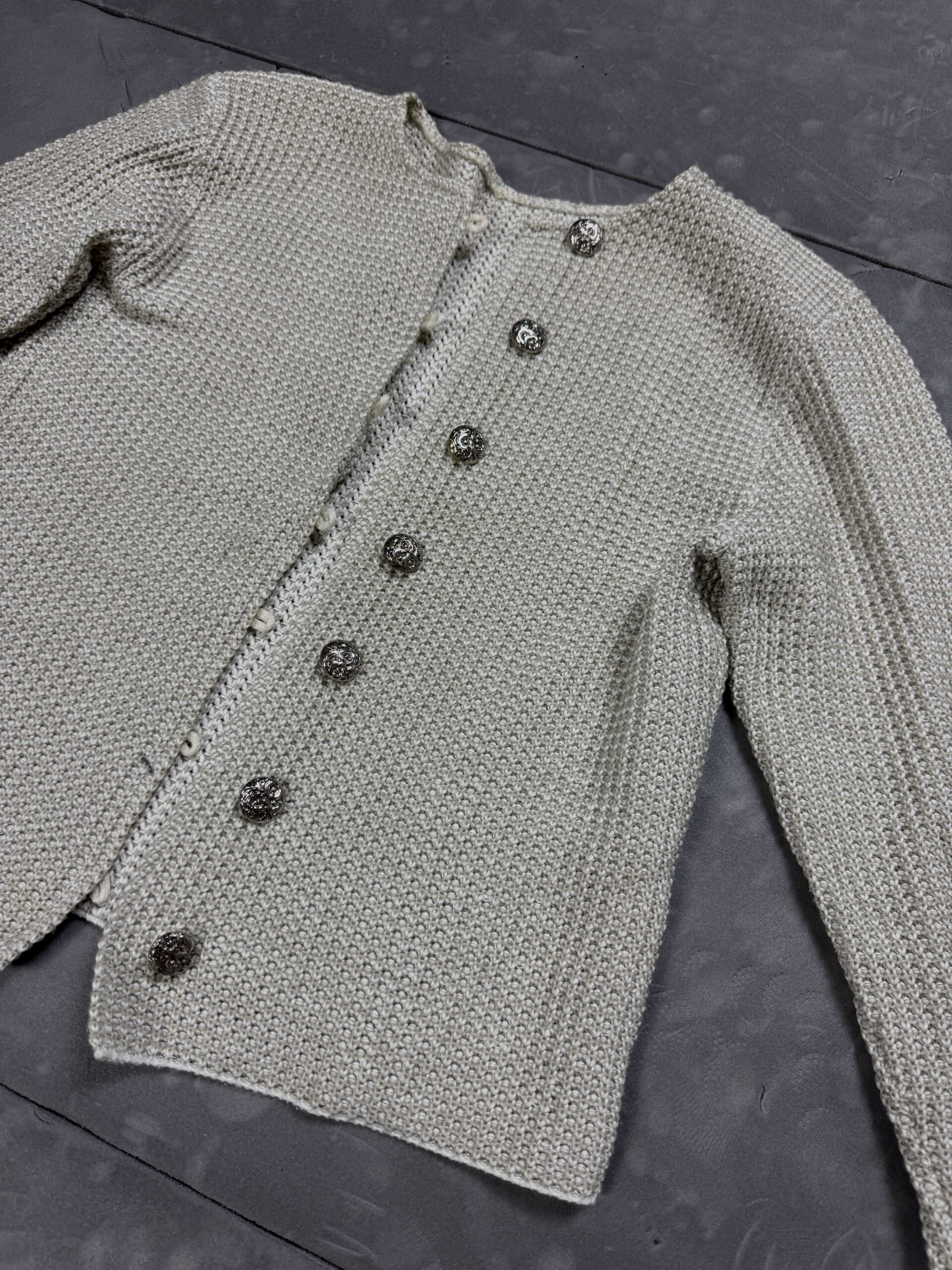 Damski szary żakiet rozpinany sweter (M) - obrazek 4