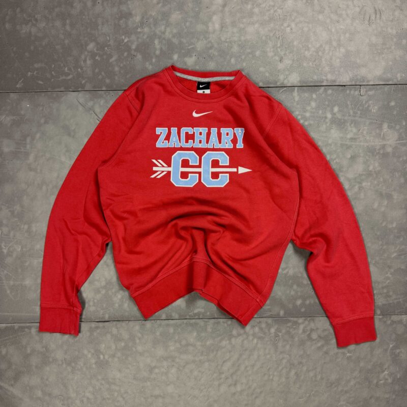 Nike Zachary university crewneck czerwona bluza z dużym nadrukiem streetwear (S)