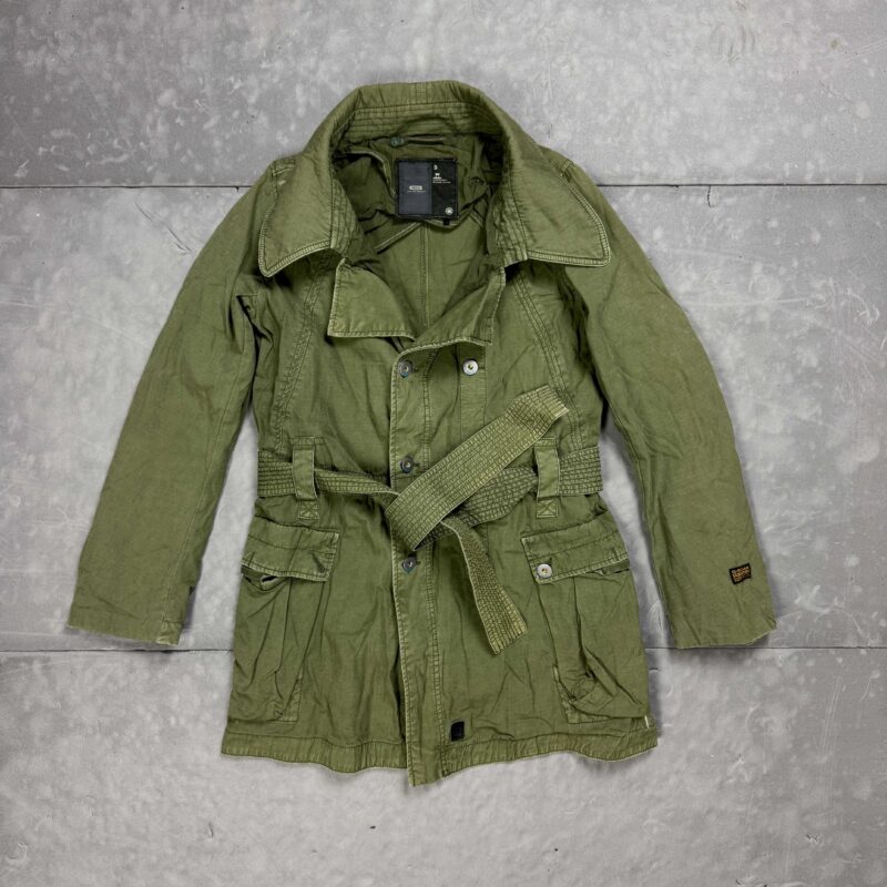 G-star vintage sample khaki military denim jacket kurtka płaszcz jeasnowa 90s 80s y2k (S)