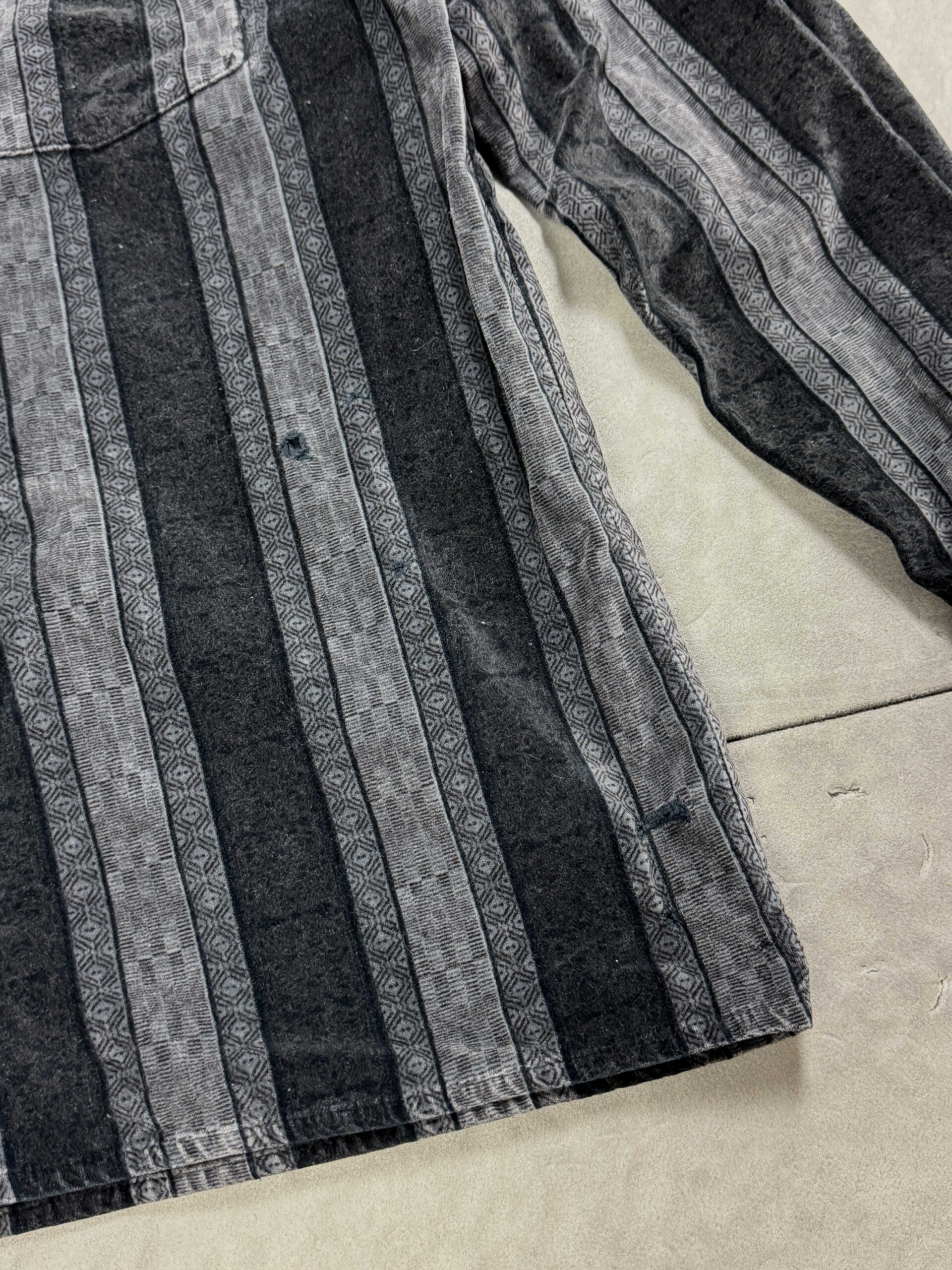 Vintage gruba koszula welurowa w paski retro oversize 90s (XL) - obrazek 5