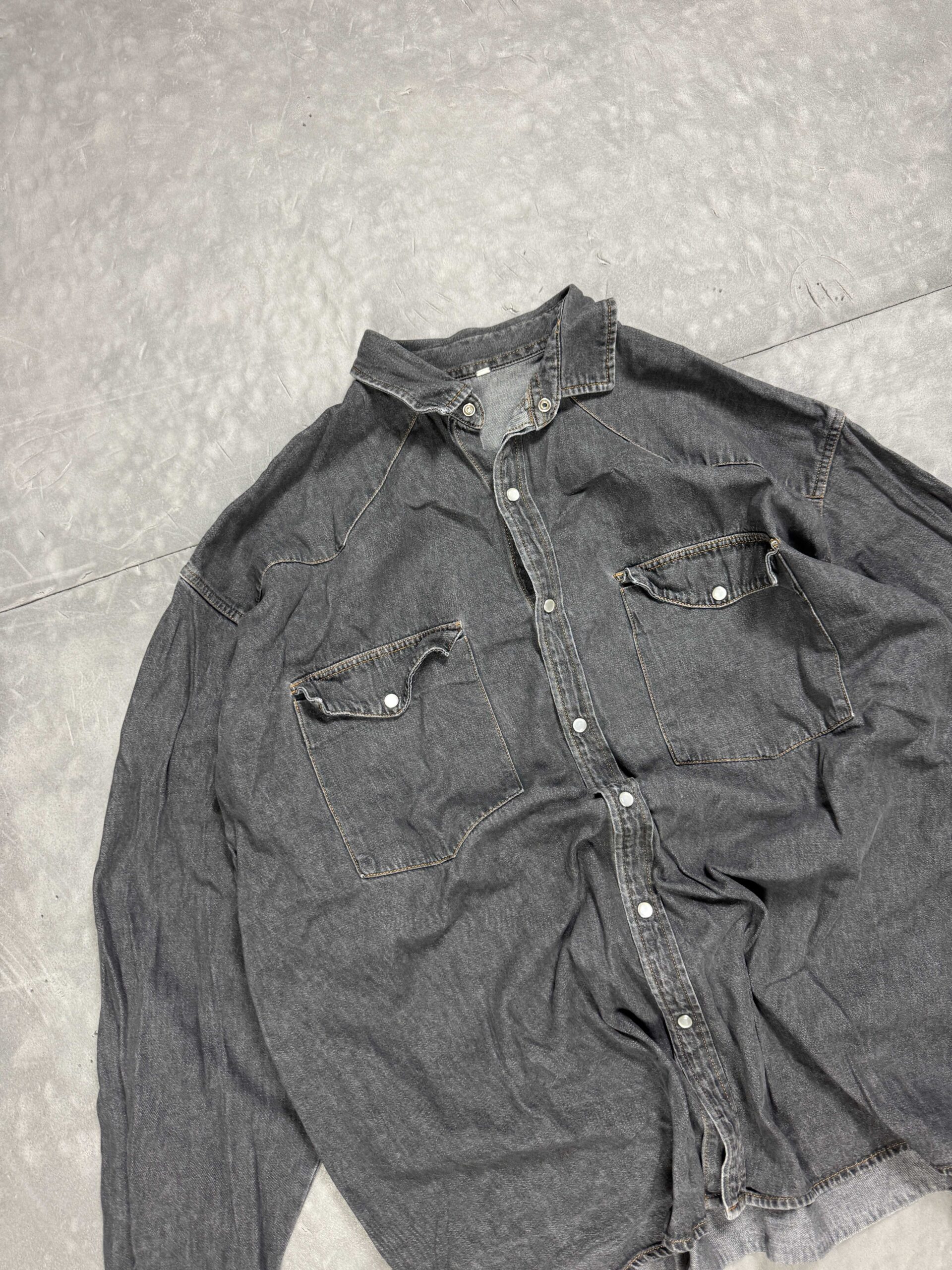 Vintage gruba koszula jeansowa denim oversize 90s (XL) - obrazek 3