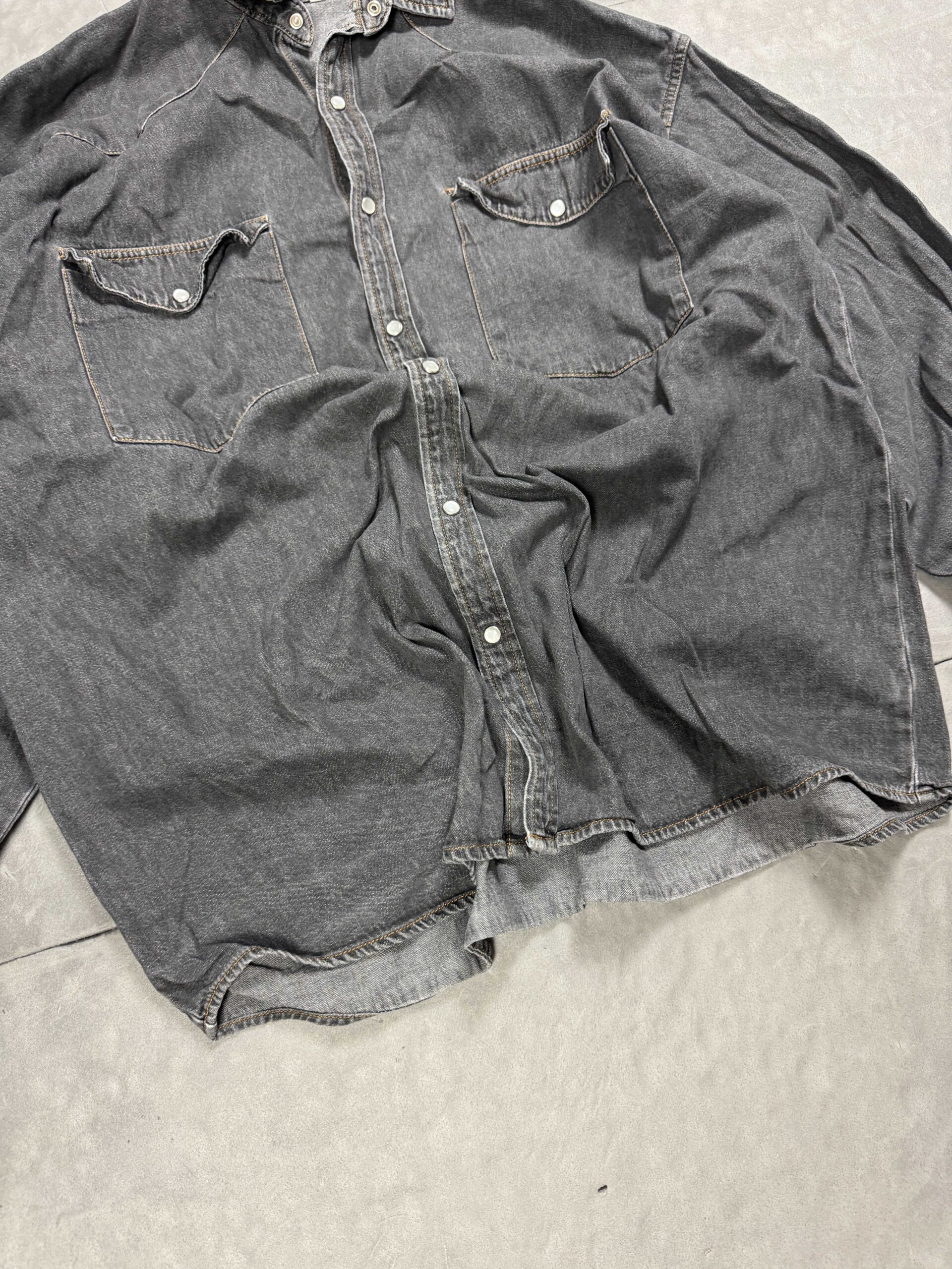 Vintage gruba koszula jeansowa denim oversize 90s (XL) - obrazek 4