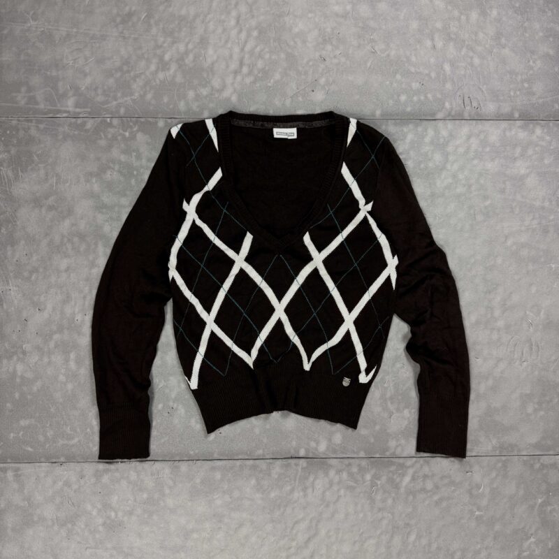 Vintage sweterek w romby retro 90s diamond pattern (M)