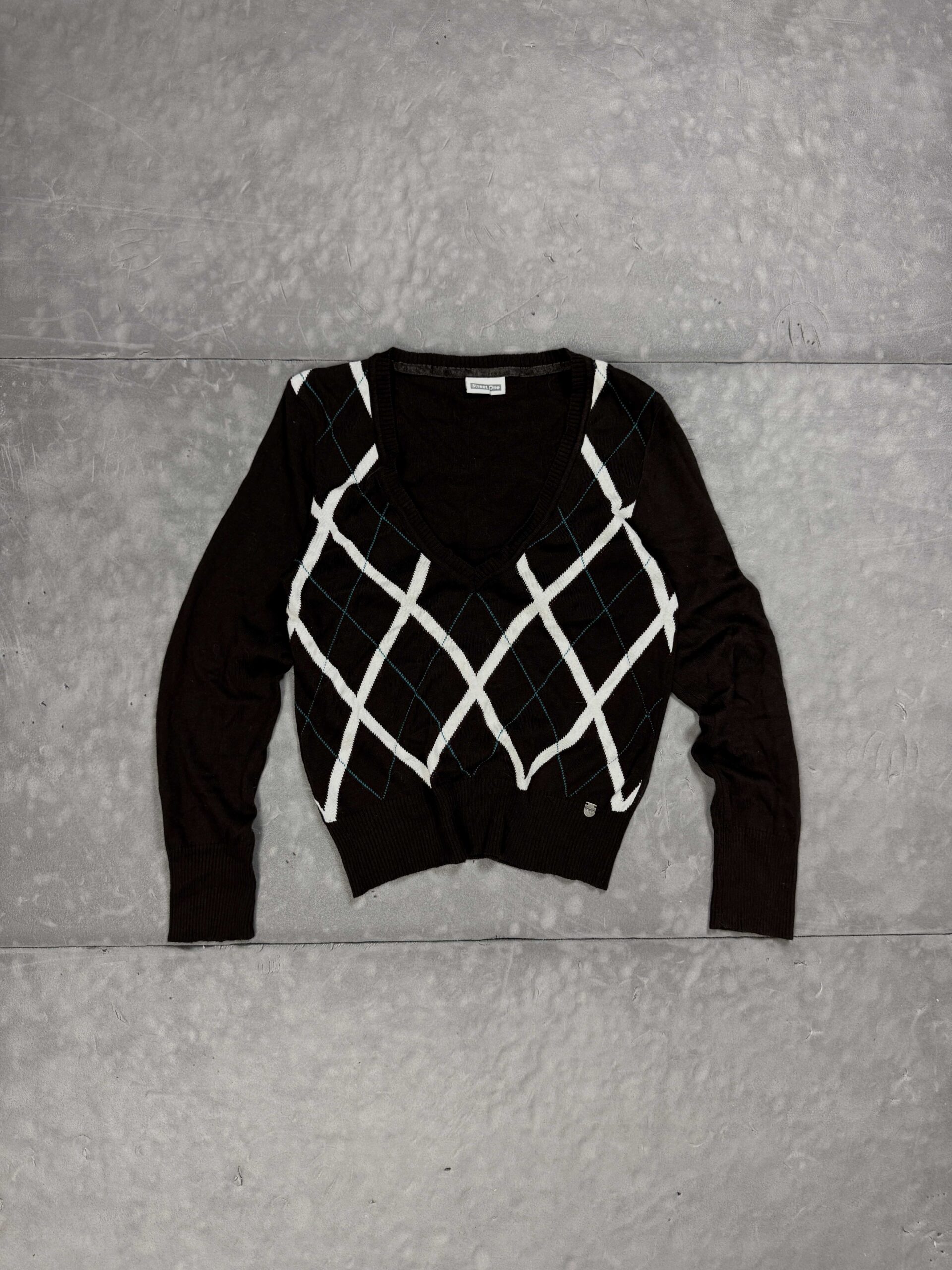 Vintage sweterek w romby retro 90s diamond pattern (M)