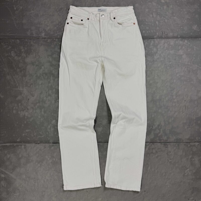 ZARA białe spodnie jeansowe denim straight fit retro (L)